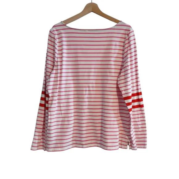 Boden Ella Long Sleeved Breton Top Ivory, Red, and Party Pink - Picture 10 of 13